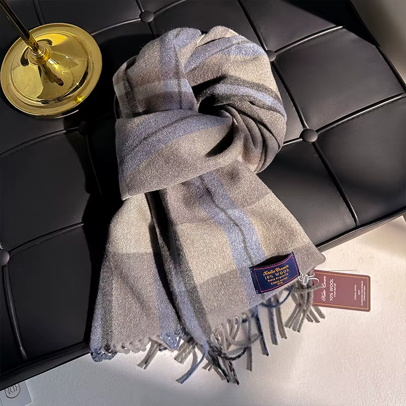 Écharpe en cachemire de luxe pour femmes, Foulard chaud à carreaux, châles féminins, enveloppes en l