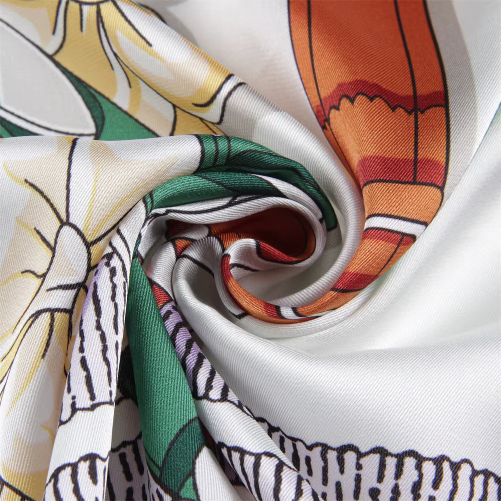 Foulard Carré en Sergé de Marque de Luxe pour Femme, Châle, Ceinture, Imprimé Floral, Hijabs, Bandan