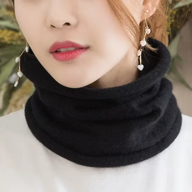 Femmes Tube écharpe laine cou anneau hommes cou plus chaud lapin cheveux capot cheminée écharpe lapi