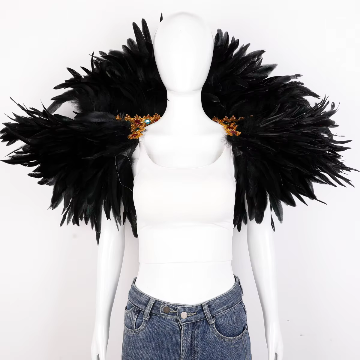 Plume châle Halloween carnaval Costume piste Performance balle gilet écharpe cape fête châle Cosplay