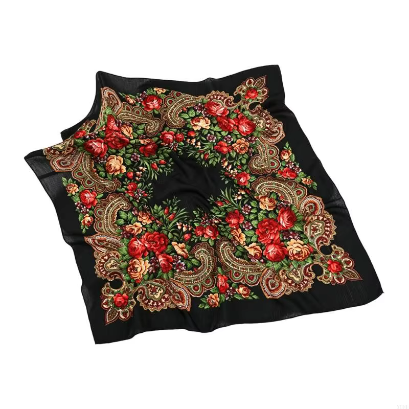 Foulard carré imprimé russe pour femmes, bandana en Viscose 80x80 pour les déplacements, le le quoti