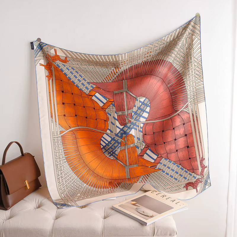 Foulard en sergé de mûrier pour femmes, Bandanas carrés de styliste, châles roulés, accessoires, ban