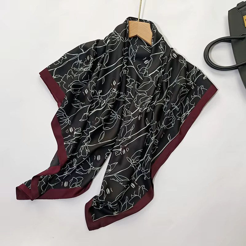 Foulard carré de haute qualité pour femme, bandana en twill effet soie, foulard de luxe pour cheveux
