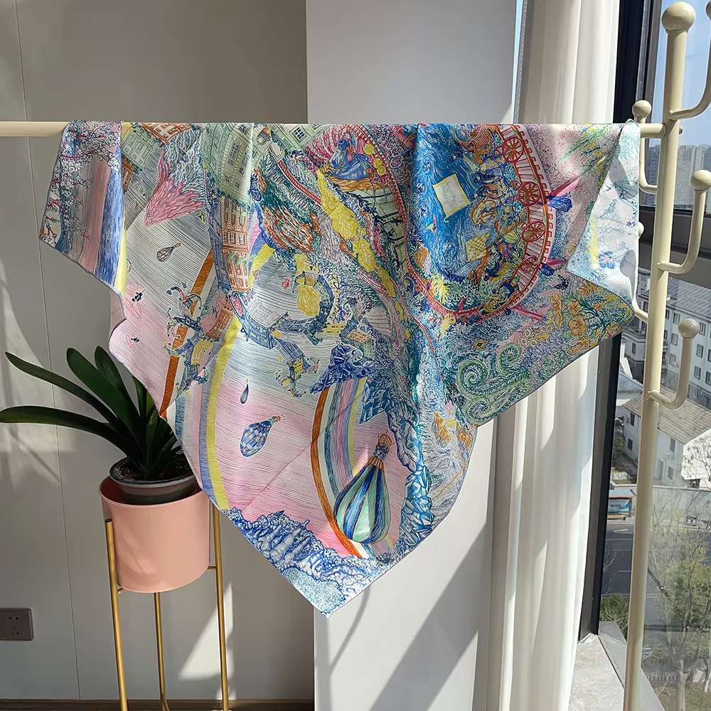 Foulard en soie de haute qualité, Bandanas en sergé de 90CM, ourlets de luxe de styliste, châles à r