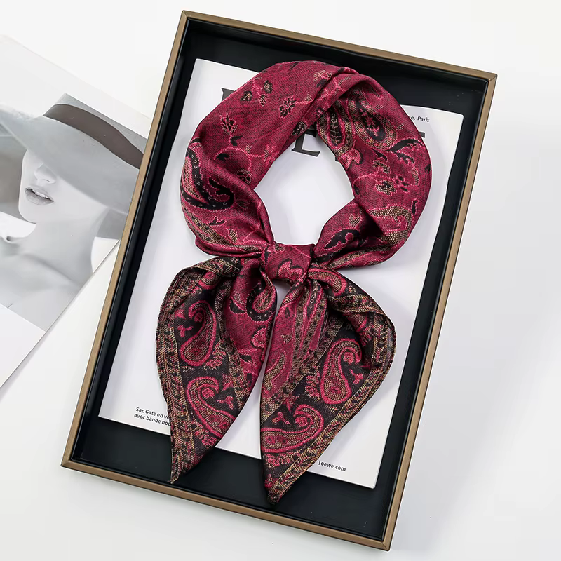 Foulard en soie de luxe 70*70cm carré rétro imprimé Paisley femmes châle bandeau petites foulards po