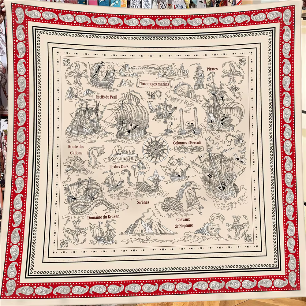 Foulard en cachemire de soie pour femmes, châles roulés manuellement, foulards carrés de cheval, Ban