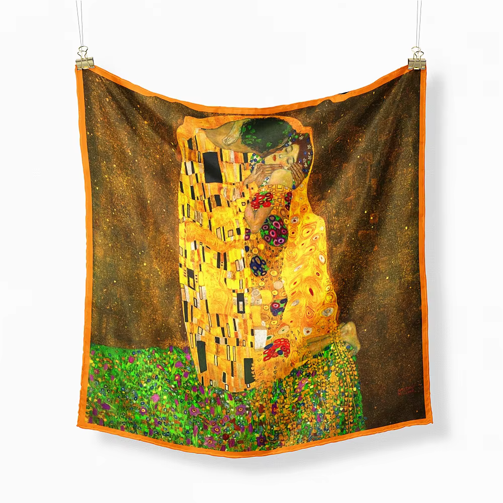 Célèbre peinture à l'huile sergé 100% foulard en soie mode Bandana femmes écharpe enveloppes 53cm fo