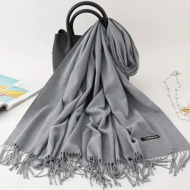 Écharpe en cachemire de couleur unie pour hommes hiver Pashmina foulard chaud marine noir gris foula