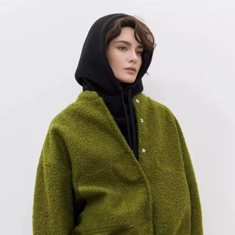 Cagoule d'hiver pour femmes et filles, écharpe Simple, couleur unie, tricotée, casquettes à capuche,
