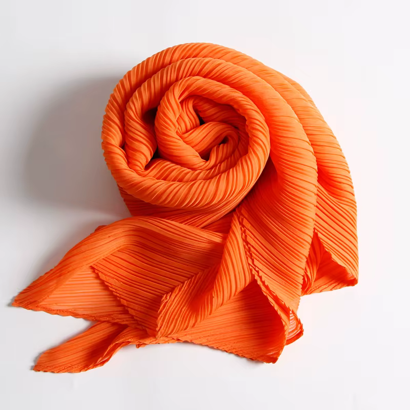 Miyake plissé large longue écharpe en soie printemps été automne hiver Cape femmes pare-brise châle 