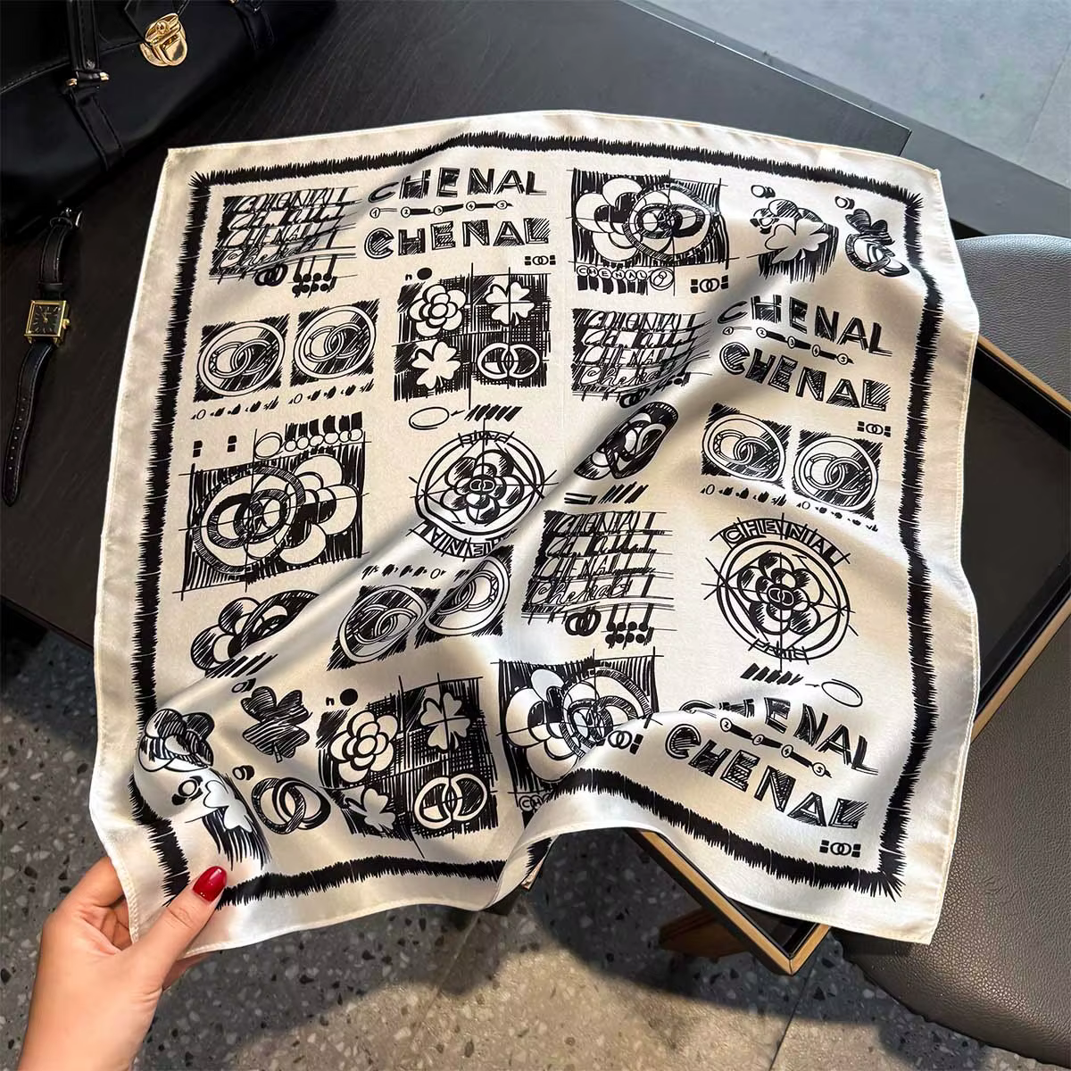 100% foulard en soie de mûrier femmes marque de luxe châles carrés pour foulard concepteur imprimé c