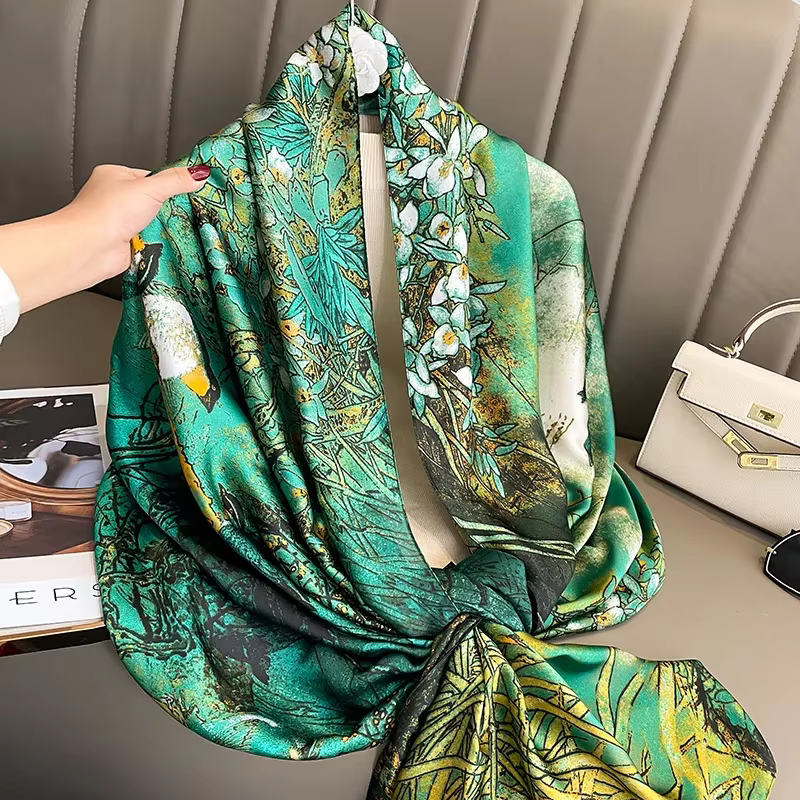 Écharpes, châles et foulards longs en soie pour femmes, élégants, légers et décoratifs pour robes de