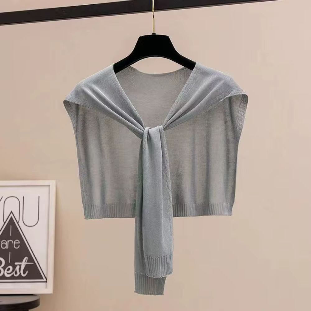 Châle fin en tricot de style coréen, design noué, léger, faux col, protège-cou, écharpe d'épaule pou