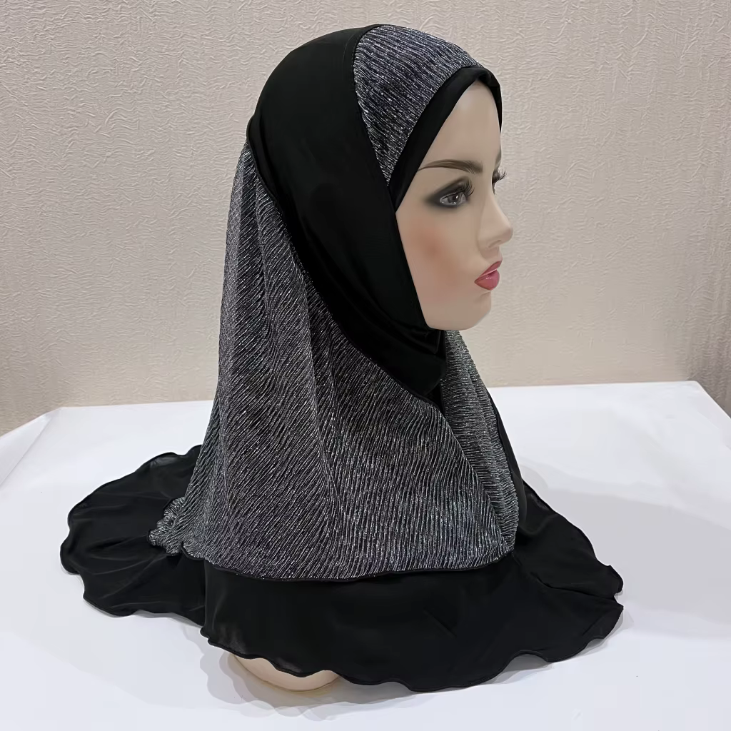 Foulard hijab musulman pour adolescentes, taille moyenne 65x60cm, voile islamique, à enfiler, H076