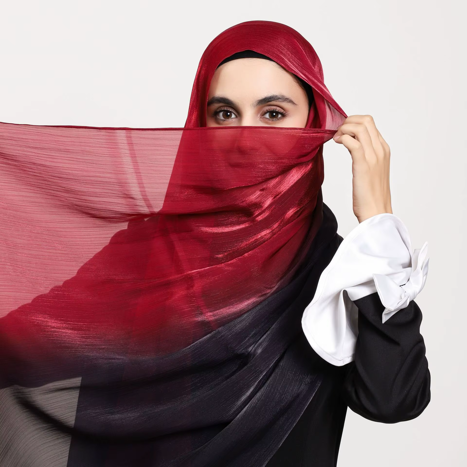 Foulard de luxe en Satin de soie, dégradé de couleur, brillant, lisse, froissé, châle, protection so
