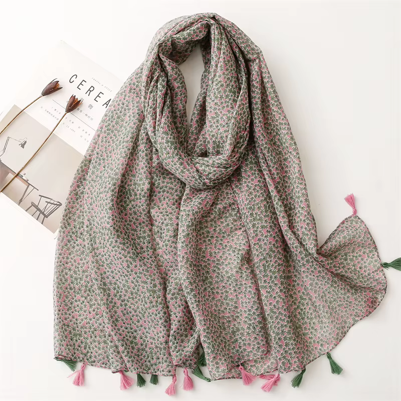 Châle en Viscose avec pompon Floral abstrait Paisley pour femme, écharpe enveloppante de haute quali