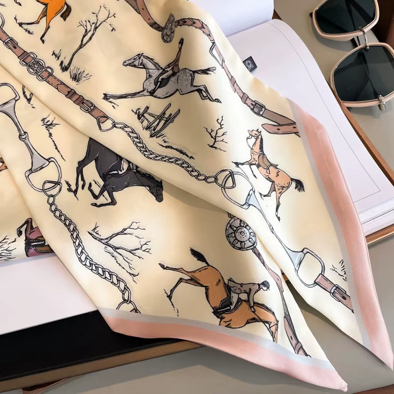 Nouvelle écharpe longue fine et étroite pour femme, écharpe d'affaires double couche en fausse soie,