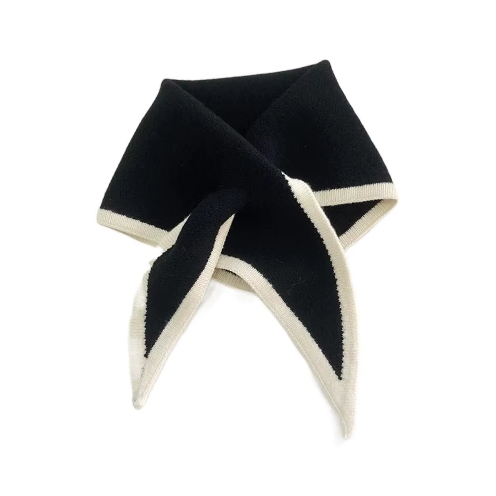 Écharpe en tricot unie douce, écharpe triangulaire, faux col chaud, protection du cou, coupe-vent, a