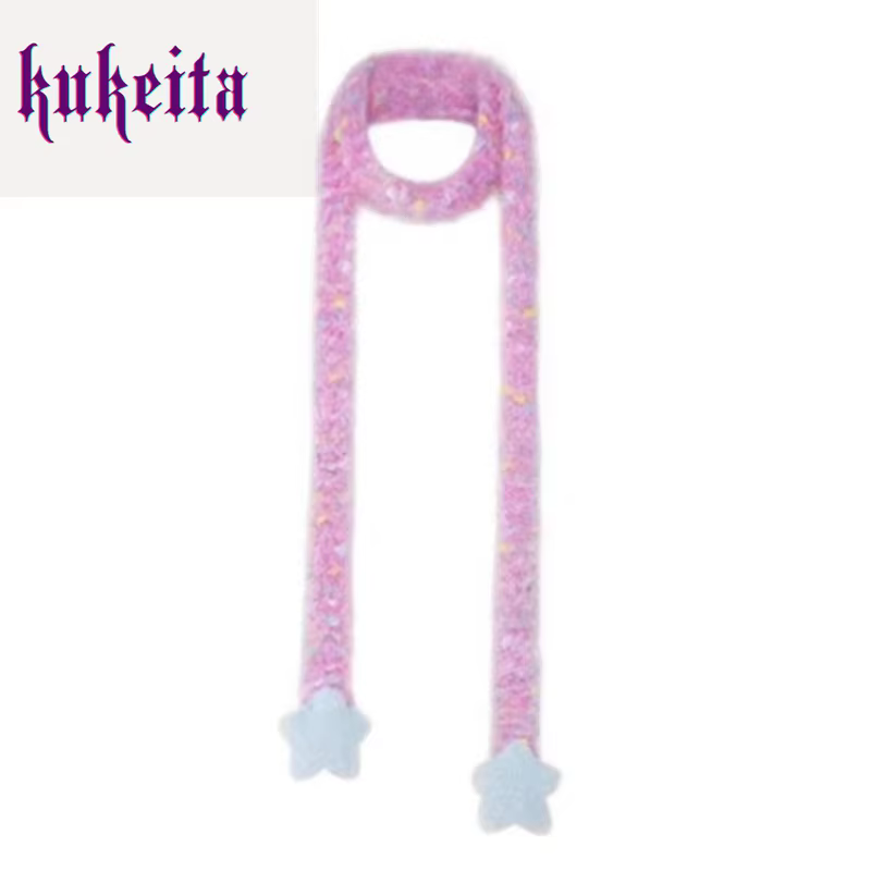 Kukeita – foulards longs tricotés en peluche pour femmes et filles, faits à la main, rose, bleu, jau