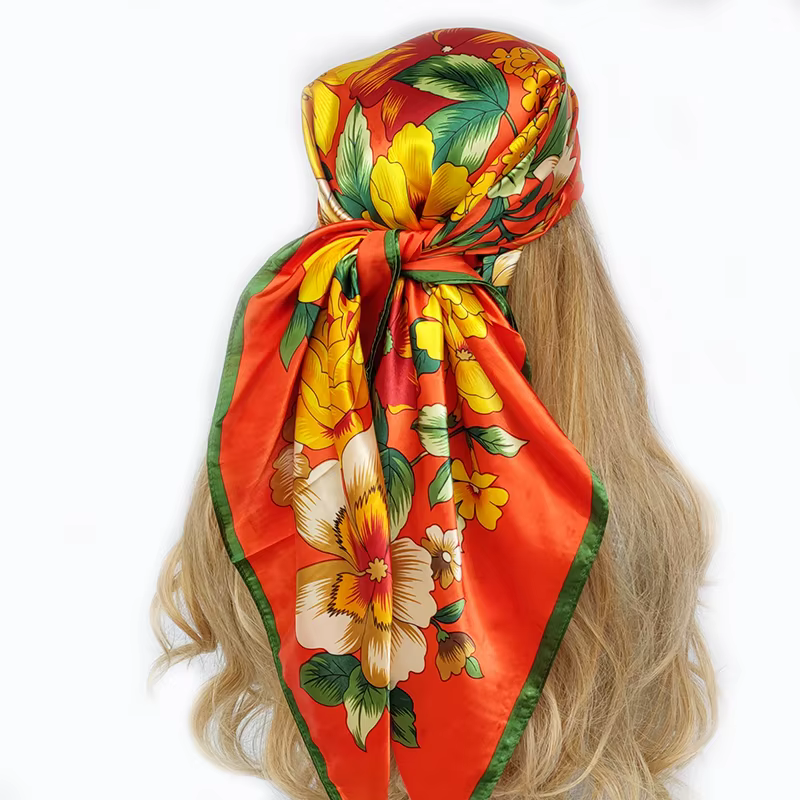 Foulard carré mode soie Satin imprimé petite tête cou écharpe femmes foulard foulard femme Bandana c