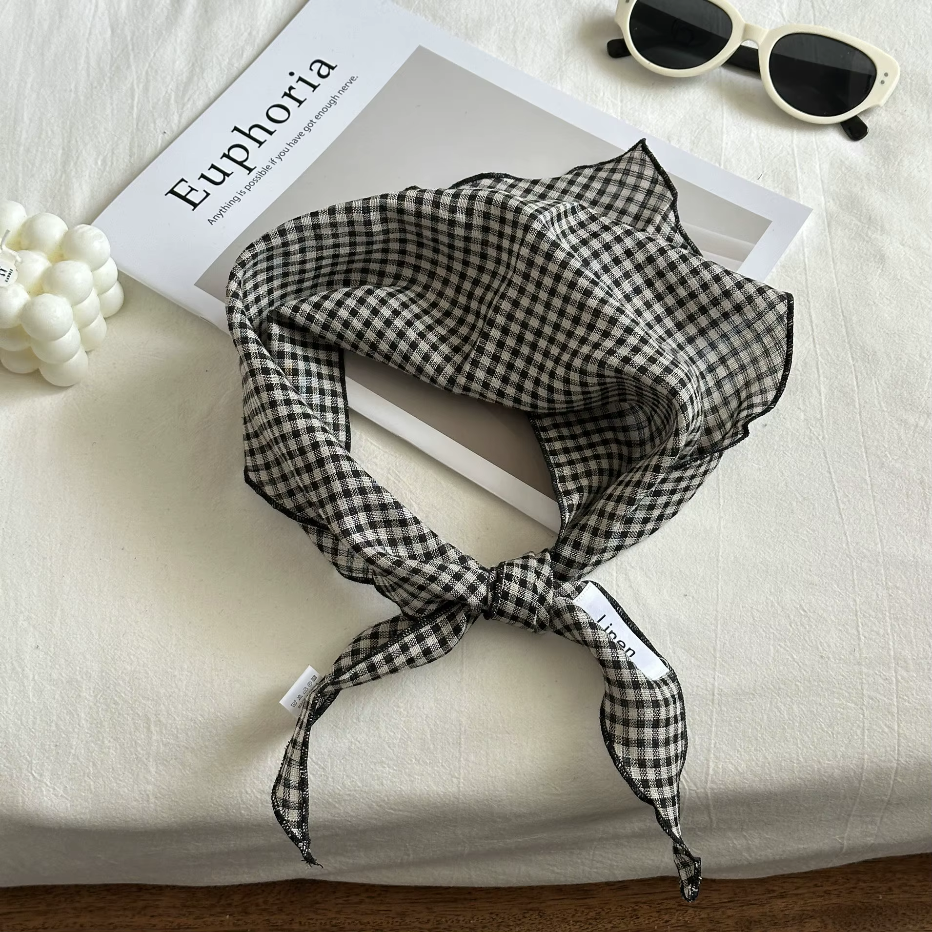 Nouveau foulard en soie uni 100% lin, confortable et respirant, style Mori, fin, protection du cou, 
