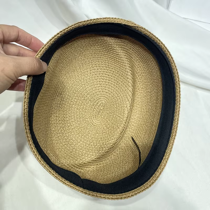 Chapeau Béret en Paille Vintage pour Femme, Chapeau de Soleil Fedora d'Été, Chapeau Pillbox d'Hôtess