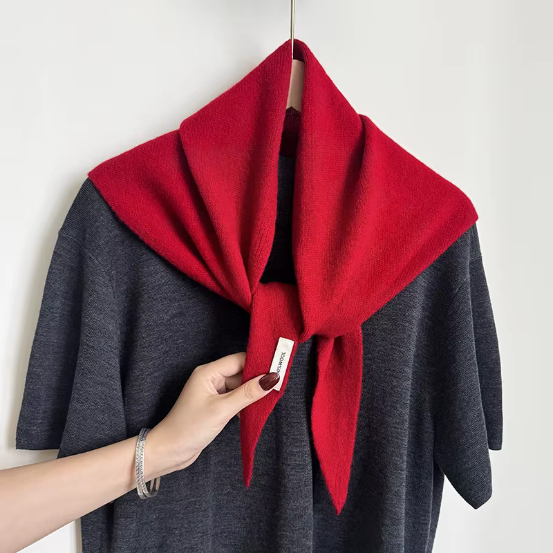 100% laine hiver écharpe pour femmes chaud triangle tricot foulards Hijab solide dame châle envelopp