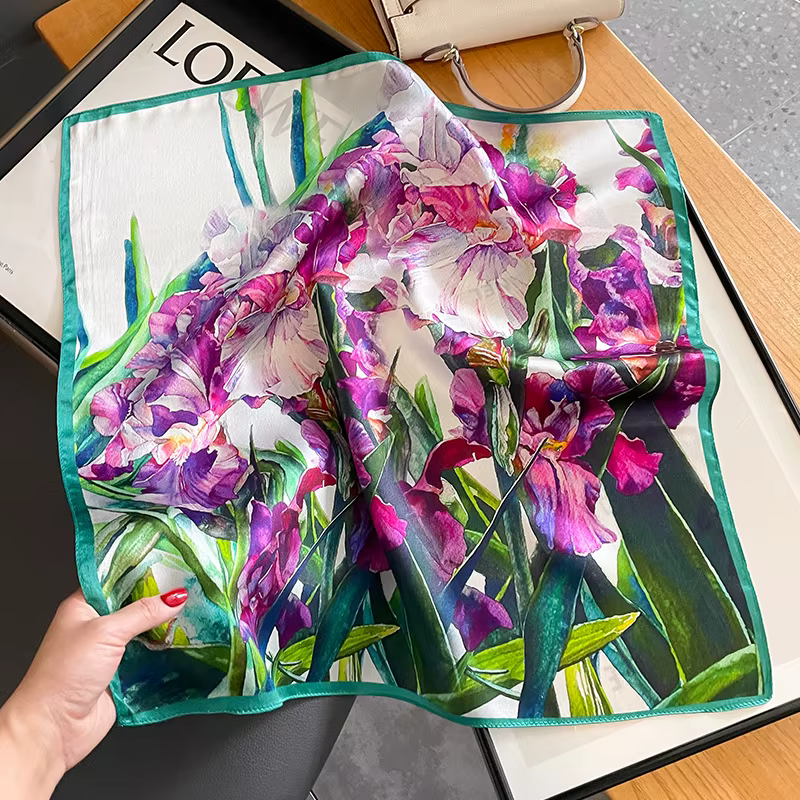 Écharpe de cou en soie de mûrier véritable pour femmes, Van Gogh, peinture à l'huile, foulards pour 