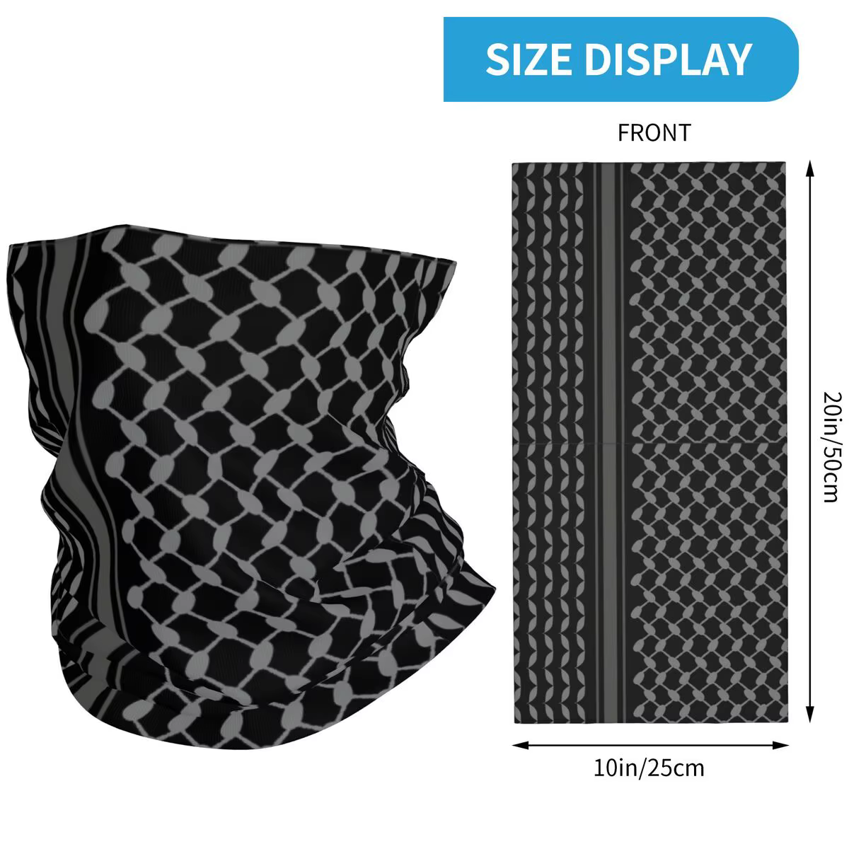 Keffiyeh en noir Shemagh tactique Bandana cache-cou imprimé cagoule écharpe chaude chapeaux randonné