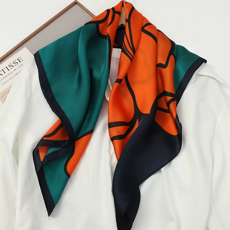 Foulard de luxe 60 couleurs pour femme, 70*70 cm, effet soie, carré, pour cheveux, châle en satin, g