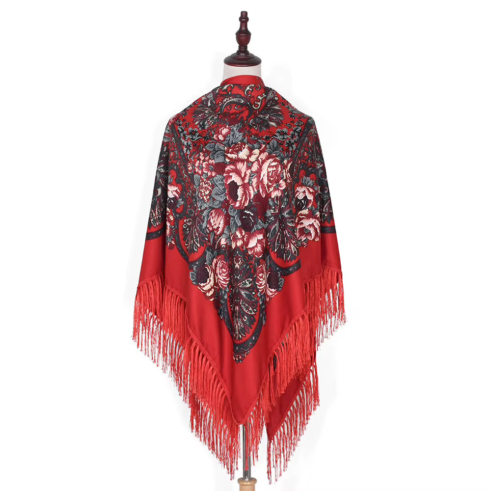 Foulard russe 21 châles pour femmes, fête de mariage, mouchoir à franges, manille espagnole, grande 