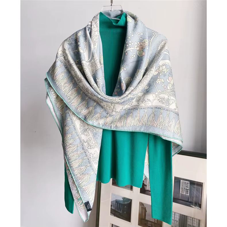 Foulard carré sergé pour femme, écharpe design, foulard pour femme, châle tendance, marque de luxe, 