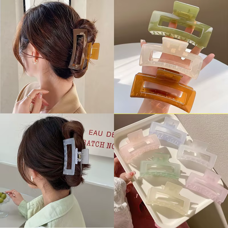 Pince à cheveux en gelée coréenne, pince à cheveux mate, tendance Simple, Barrettes en crabe pour fi