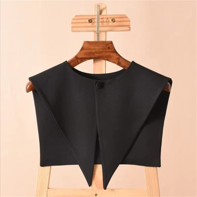 Vêtements d'extérieur pour femmes, châle à col pointu, décoratif, polyvalent, col bleu marine, échar