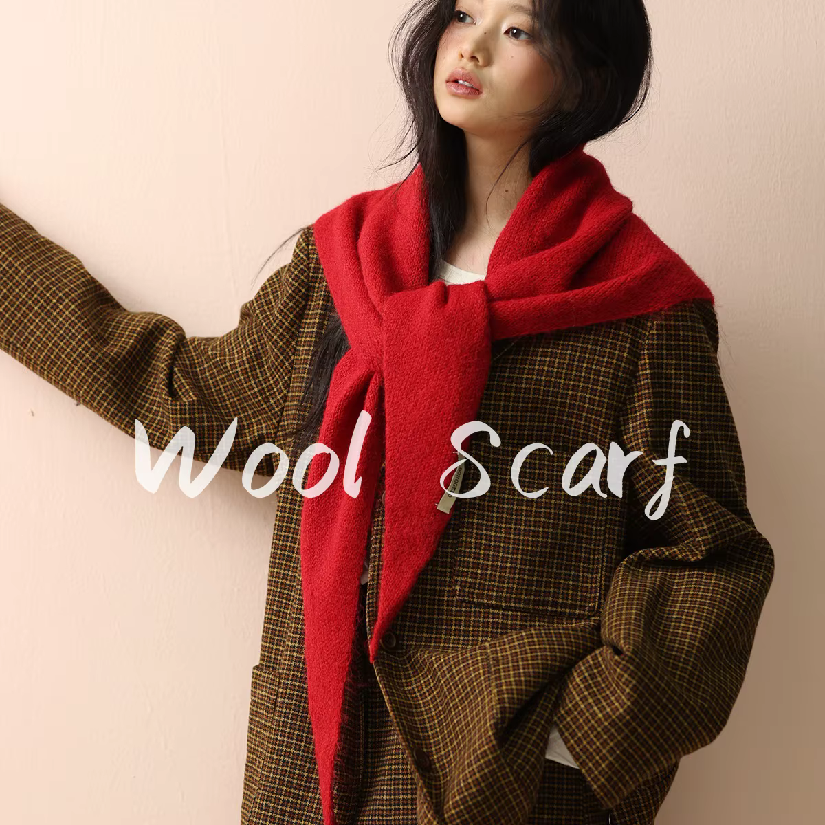 Grande taille laine Style coréen tricoté écharpe triangulaire femmes hiver chaud foulard châle vendu
