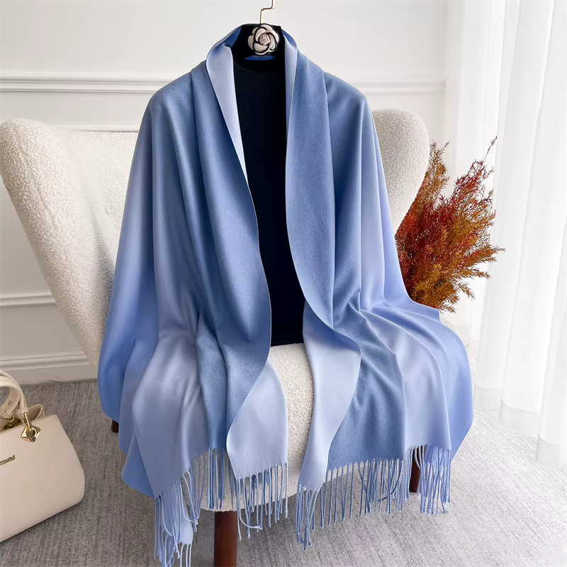 Écharpe en cachemire solide pour femme, 40 couleurs, châle chaud, Hijab, couverture Pashmina, pompon