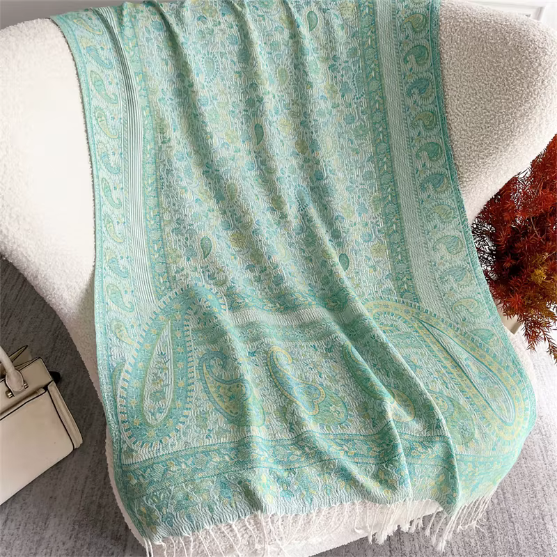 Bohème automne écharpe cachemire femmes Jacquard Pashmina conception florale femme épaisse couvertur