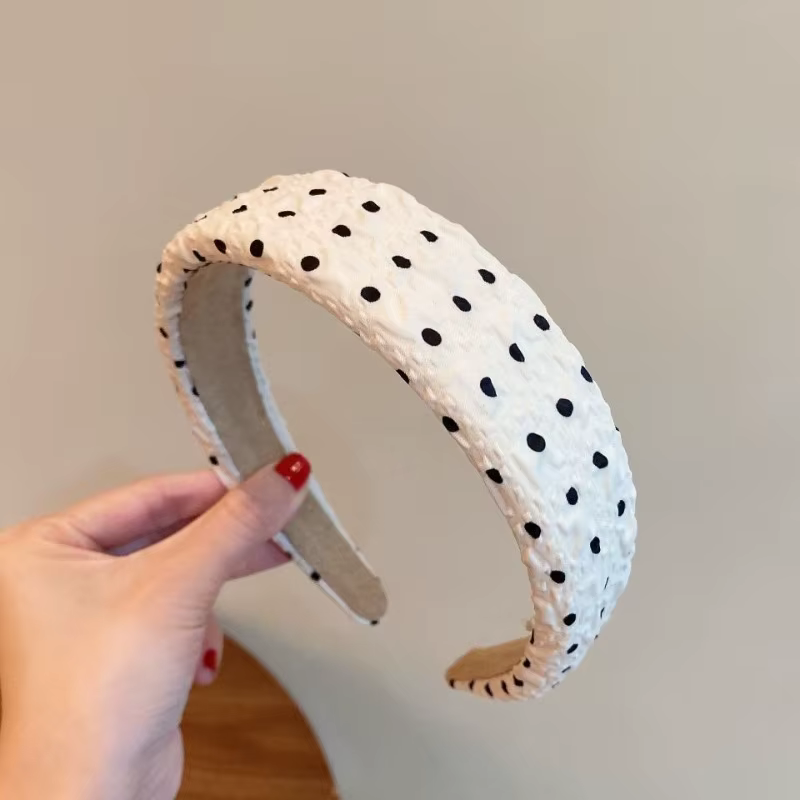 1PC bandeau élégant noir et blanc à pois bandeau rétro français crâne haut rehaussé adulte cheveux a