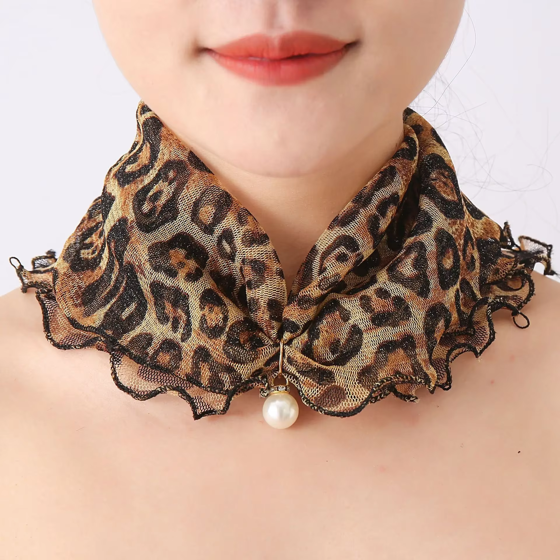 Foulard Carré en Dentelle pour Femme, Perle, Collier de Plage, à Volants, Élégant, pour Cheveux, Rob