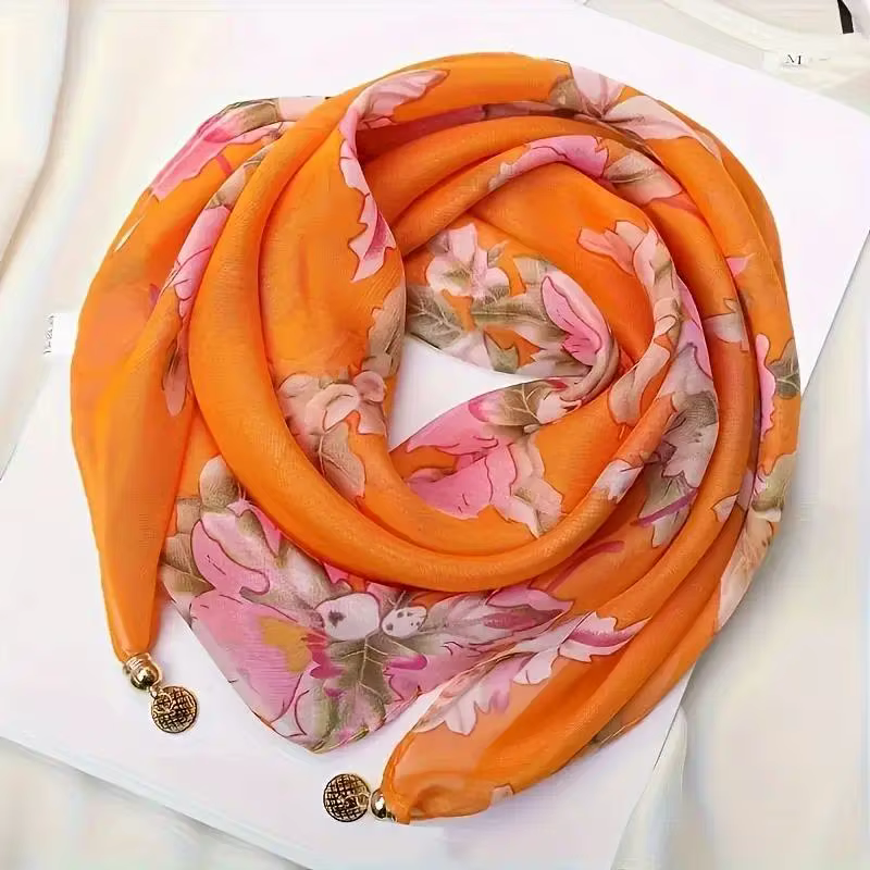 Nouveau Foulard Carré en Mousseline de Luxe pour Femme avec Boucle Magnétique, Protection Solaire et