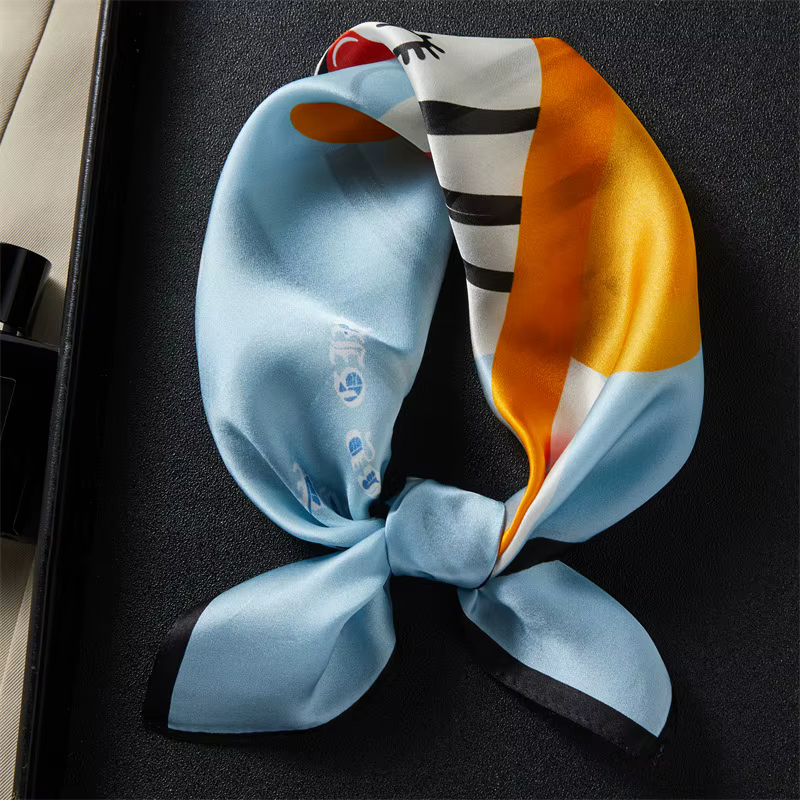 Foulard carré de 53 cm, design de luxe, motif zèbre de dessin animé, écharpes de cou pour femmes, ba
