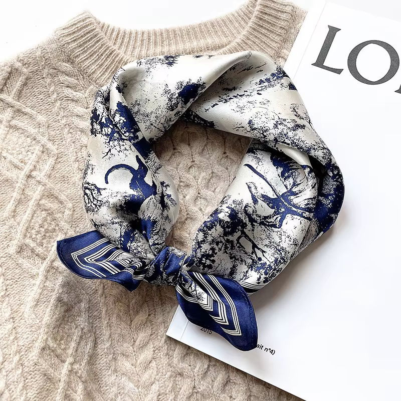 Foulard 100% Soie de Mûrier Naturelle pour Femme, de Créateur, Imprimé, de Luxe, Carré, Hijab, Châle