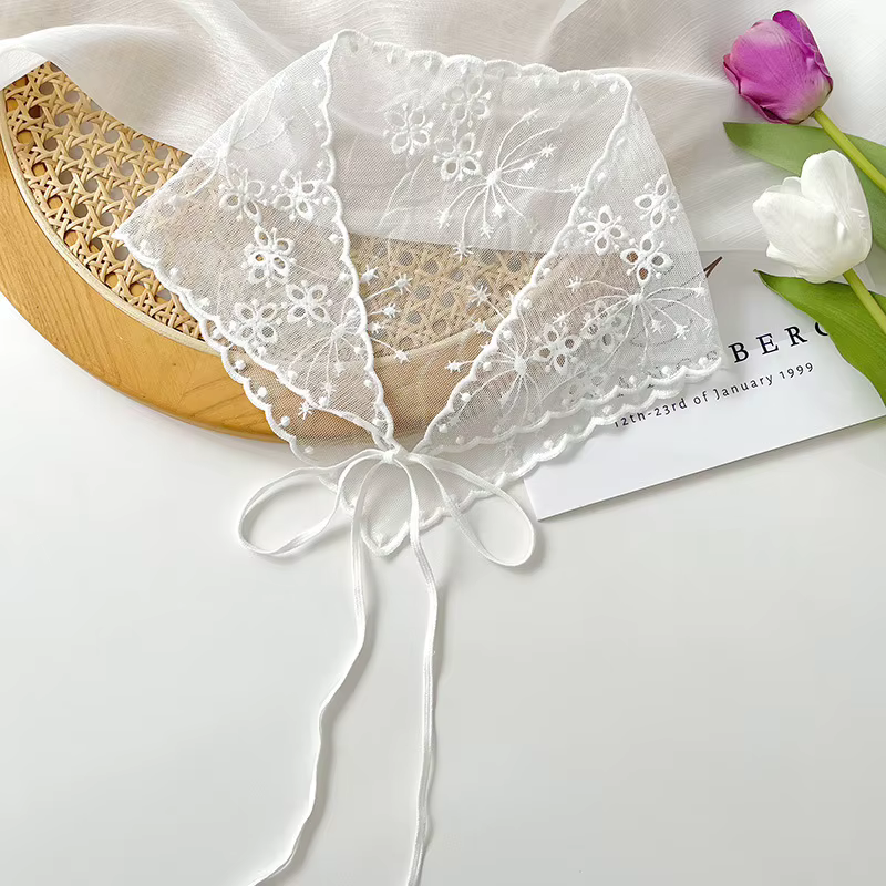 Foulard de tête décontracté vintage en dentelle à fleurs, mignon, fin et élégant, style bohème chic,