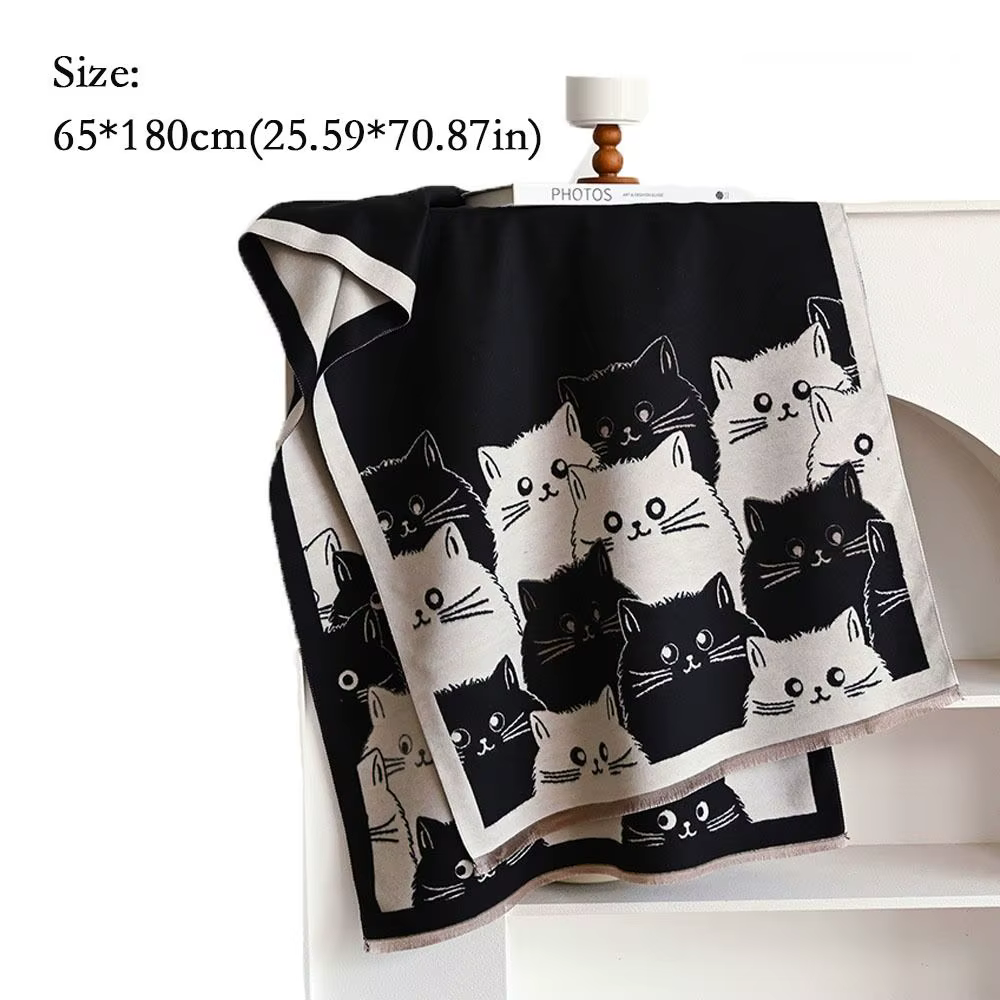 Écharpe en Imitation cachemire chat mignon, épaisse et chaude, Pashmina résistant au froid, motif Ja