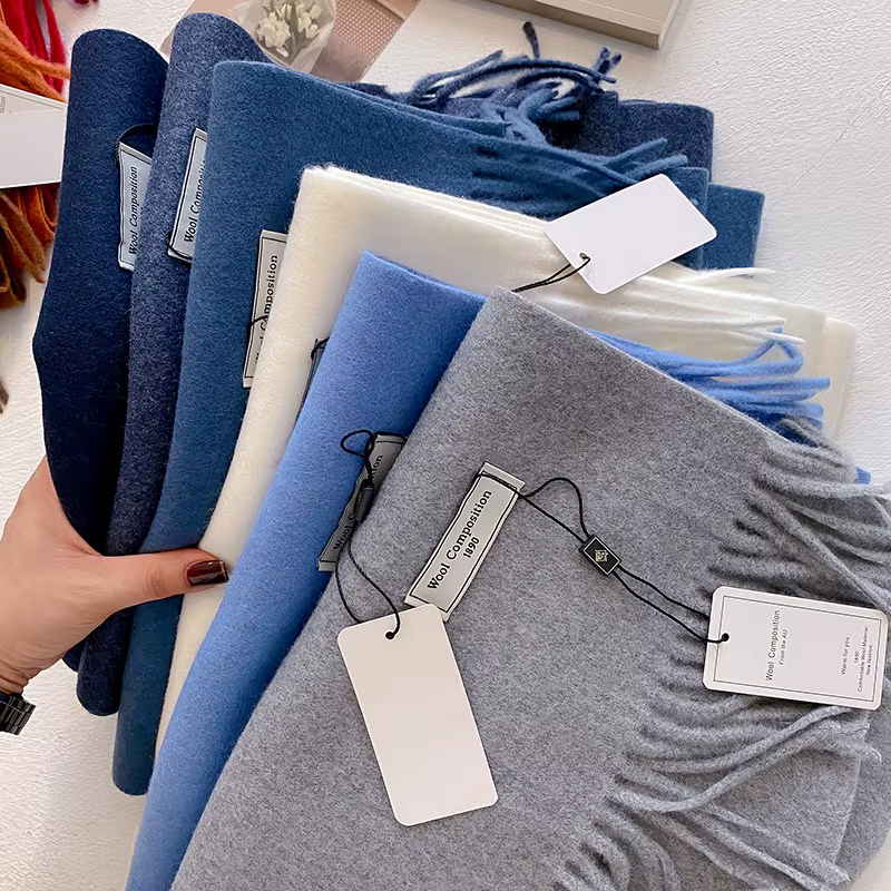 Foulard en laine pour femme, Long et chaud, en cachemire, Hijab, solide, châle enveloppant, Pashmina