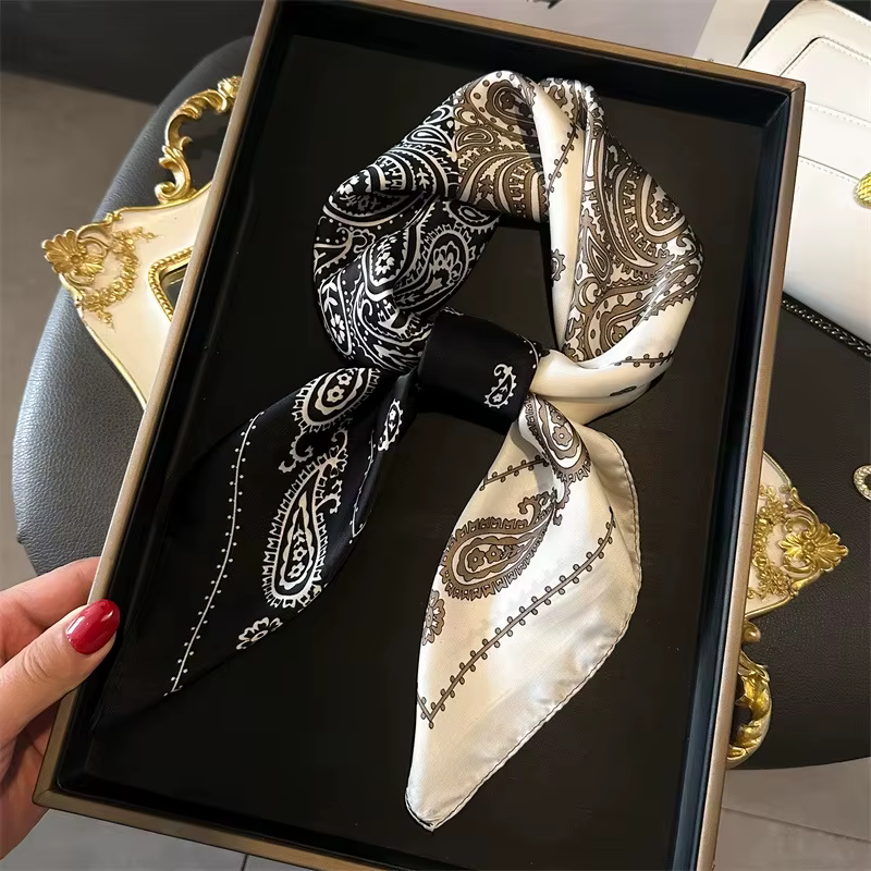 Mode Paisley imprimé soie bandeaux écharpe femmes 2025 nouveau Elagant Bandana cou Foulard bandeaux 
