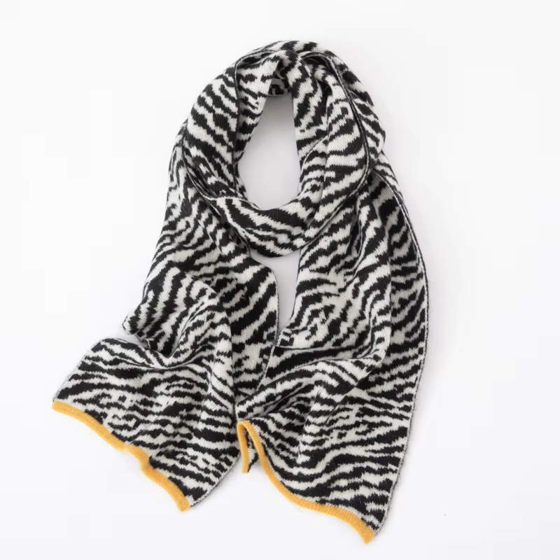Écharpe 100% cachemire pur pour femme, motif zèbre polyvalent, bloc de couleurs, châle chaud pour le