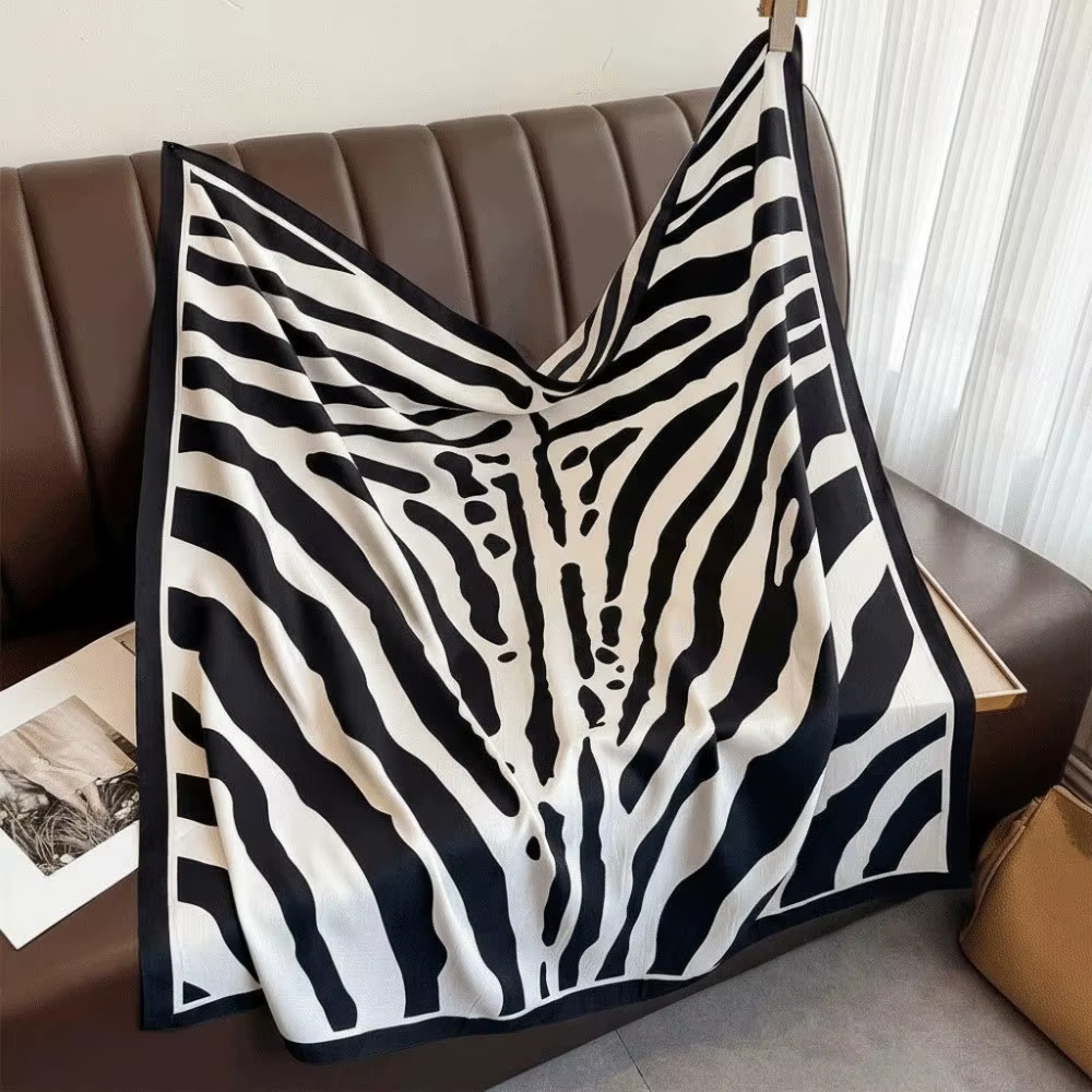 Châle à motifs 90 CM, Foulard carré léger, Protection solaire, Rayures, Foulard de tête carré, Desig
