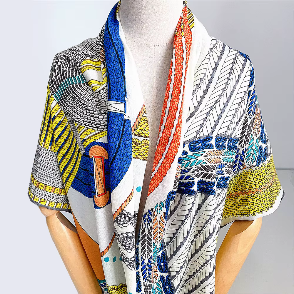 130cm soie cachemire carré écharpe châle hiver garder au chaud écharpe femmes marque de luxe géométr