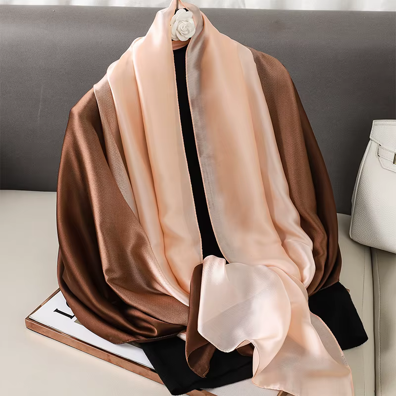 Foulard de Luxe Dégradé pour Femme, Châle de Marque Solide, Enveloppes, Bandana, Foulard de Tête, Hi